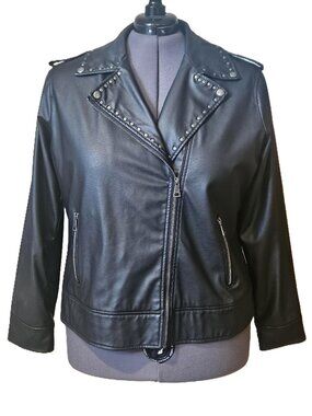 OuterEdge Black Faux Leather Jacket SZ 2X
